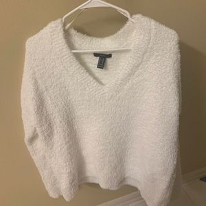 White V-neck Sweater